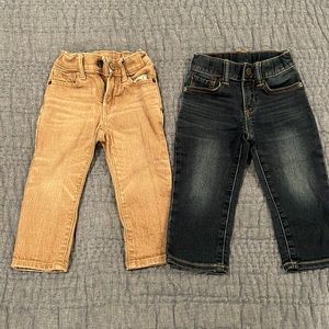 GAP denim, 18-24 month, khaki and blue denim jeans